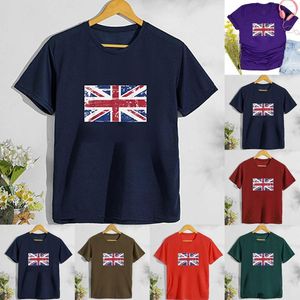 Erkek Tişörtler Erkekler Tee Gevşek İngiliz Bayrağı Yaz Erkek ve Kadınlar Aynı Tarz Büyük Boy Kısa Gömlek Düz
