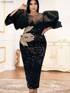 Casual Dresses Black Velvet Dresses Sequined Patchwork Mantel Plus Size Brodery Cocktail Evening Birthday Party Outfits For Ladies Winter L230520