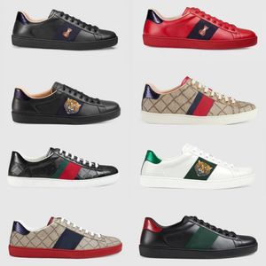 Men Italy Casual Shoes Women Loafers White Flat Leather Shoe Green Red Stripe Embroidered Tiger Snake Couples Trainers With box size 35-46