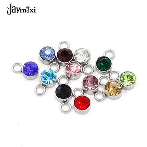 Outros strass de 6 mm Jaymaxi 6mm Charmos de pedra de nascimento DIY Jóias para colar de bacias aço inoxidável 12 cores 50 peças/lotes