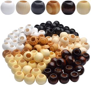 Crystal 120pcs 20mm Natural Round Wooden Spacer Beads Large Hole Wood Loose Beads for DIY Jewelry Making Craft Decor Hole 10mm 6 Colors