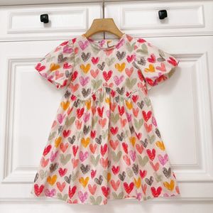 Vestido de designer infantil Meninas de moda de moda de pescoço Rainbow Dresses todos os vestidos de impressão de logotipo de cor de alta qualidade saia de camisa de bebê roupas e95r#