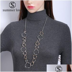 Pendant Necklaces Fashion Punk Circle Sheap Necklace Bracelet Earring For Women Elegant Gold Sier Plating Round Chain Jewelry Drop D Dhf09