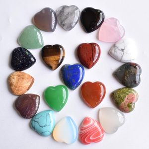 Beads 2021 new Top quality Assorted natural stone mix heart shape cab cabochons beads for jewelry making 25mm wholesale 20pcs/lot free