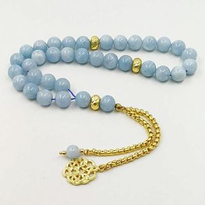 Bracelets Natural Aquamarines stone New Style tasbih Bracelets Man's misbaha Special islam Gift for muslim 33 45 66 99 gold prayer beads