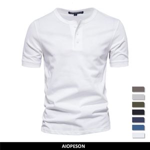 Men's TShirts AIOPESON 100% Cotton Henley Collar T Shirt Men Casual High Quality Summer Short Sleeve Mens T Shirts Fashion Basic Tshirt Male 230519
