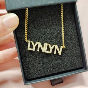 Necklaces 9mm Personalized Custom CZ Stone Crystal Name Necklace for Woemn Choker chain Letter Necklaces Custom Jewelry Gift