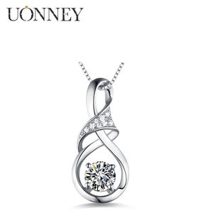 Necklaces UONNEY Dropshipping Customizable Birthstone Dainty Silver Necklace Women Inifinity Pendants Box Chain Jewelry 2021 Birthday Gift