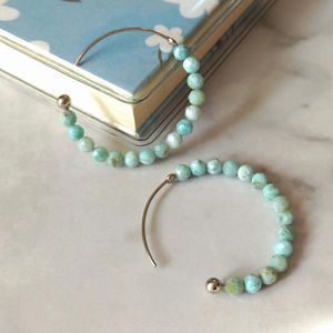 Huggie LiiJi Reale 925 Sterling Silver Orecchino Reale Del Turchese Labradorite Larimar Orecchino ad anello per Le Donne Gioielli Dropshipping