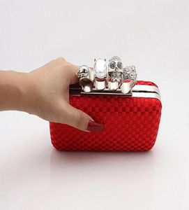 DesignerType4 Red Ladies Skull Clutch Knuckle Rings Four Fingers Handbag Evening Purse Wedding Bag 03918b7481612
