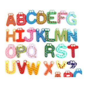 Ímãs de geladeira ímãs infantil colorf 26 letras moldam o aprendizado de madeira de madeira para crianças brinquedos de crianças que estudam o alfabeto Drop Deliver dhjdu