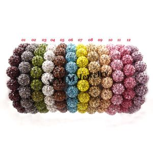 Bangle XiaoYaoTYM 12pcs Full Jewelry Rhinestone Paved Disco Ball Beaded Bracelets Elastic 24 colors for Choose