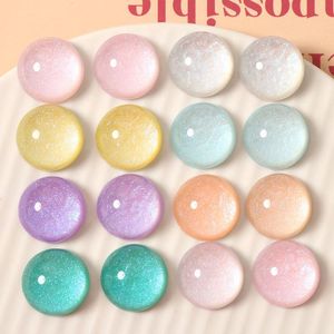 Kristall 50pcs/Los 20mm Glitzer Kernfarbe Geometrie -Runden Form Harz Flachback Cabochon Perlen DIY Schmuckohrring/Haarzubehör