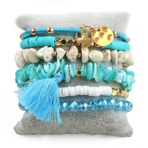 Bracelets RH Fashion Beaded Bracelet Sets Tassel Charm 6pc Stack Bracelets Set For Women Jewelry Friends Birthday