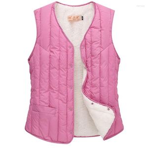 Women's Vests Mother Women Down Cotton Vest Jacket Liner Plus Velvet Thickening Warm Top 2023 Female Winter Size Slim Coat F053