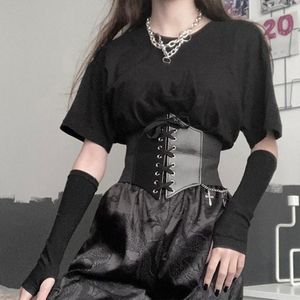 Bälten hög midjekorsett för kvinnor snör upp goth bustier toppkropp shapewear