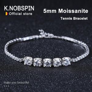 Bangle K.nobspin Moissanite Bracelet 925 Sterling Silver Chain White Gold Plated Lab Diamond With Certificate Trendy Bracelet for Women