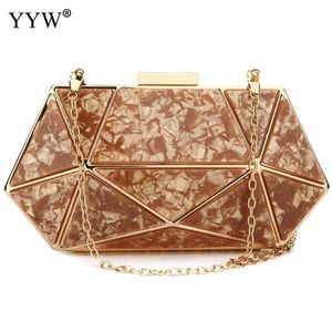 Evening Bags Rose Gold Designer Clutches Purse Acrylic Geometric Clutch Bag Prom Night Out Party Formal Ladies Marble Wedding White Sac 230519
