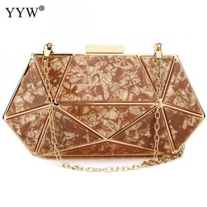 Sacos de noite Rose Gold Designer Clutches Bolsa Acrílico Geométrico Clutch Bag Prom Night Out Party Formal Senhoras Mármore Casamento Branco Sac 230519