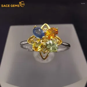 Cluster Rings SACE GEMS Arrival Trend 925Sterling Silver And Colorful Sapphire For Women Engagement Cocktail Party Fine Jewelry Gift