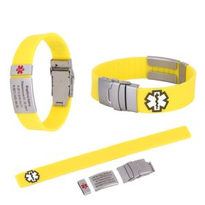 Armbänder, personalisierte medizinische ID-Alarm-Armbänder, versilbert, verstellbar, wasserdicht, Sport-Notfall-ID-Armbänder für Männer, Frauen, Jungen und Mädchen