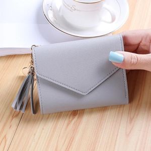 Wallets Women's Tassel Wallet Fashion Short Coin Purse PU Leather Money Bag Ladies Cash Card Holder Female Snap Small Mini Clutch
