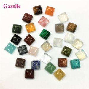 Perlen Trendy Verschiedene Natursteine Geometrisch Quadrat CAB Cabochons Perlen Opal Achate Kristall Großhandel 50 Stück 10*10mm Kostenloser Versand