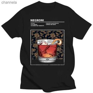 Camisetas masculinas Novo bebida mista coquetel negroni camiseta de licor happy hour Happy hour verão algodão de algodão curto o-gola masculina camiseta 2021 s-3xl