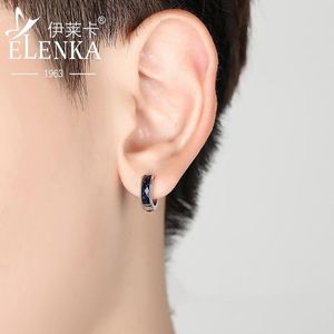 Ohrringe für Stud -Männer S925 Sterling Silber Sternenstein Schwarze Hoop -Ohrringe für Männer Hip Hop einzigartige Geschenk für Jungen Fein Schmuck heiße Verkauf