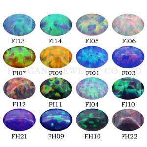 Crystal Big Size 15x20mm Opal Loose Lab Created Gems Oval Shape Plat Base Cabochon Opal Stones Gems Pärlor för smycken tillverkning