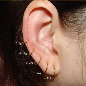 Huggie 1pcs Pure 24K 999 Yellow Gold Earrings Hoop Perfect Wrap Ears Circle Earring Woman Gift