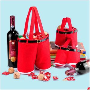 Christmas Decorations Santa Claus Trousers Gift Bags Xmas Pattern Gifts Candy Bottle Wrap Drop Delivery Home Garden Festive Dhl1D
