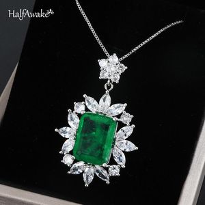 Naszyjniki Vintage Emerald Paraiba Naszyjnik dla kobiet 925 Srebrny łańcuch z gwiazdowym kamieniem cyrkonu wisiorek chocker żeński dzień matki prezent