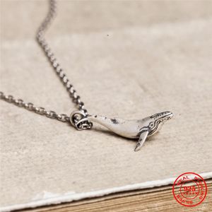 Necklaces MKENDN Ocean Style 100% 925 Sterling Silver 52HZ Whale Pendant Necklace For Men Women Love Jewelry Gift
