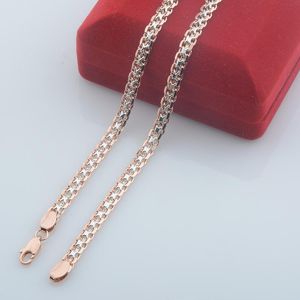 Halsketten Modeschmuck 3 Wählen Sie Neue MM Damen Herren 585 Weißes Roségold Farbe Halskette Schnitzen Weben Gemischte Farbketten 50 cm 55 cm