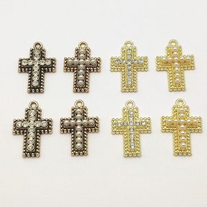 Altro nuovo arrivo! 29x19mm 50pcs Rhinestone Cross Pendants imitazione PERBLE PERBLE PER OCCHIAZIONI DI RISULTAZIONI DI GIOIOLI