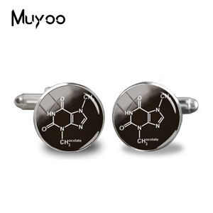 2018 Ny chokladformel manschettlänk Mens Accessory Biology Chemistry Cufflinks Glass Dome Round smycken Handgjorda fotosanschetter