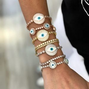 Bracciale rigido di lusso con micro pavé incastonato pietre multicolori AAA braccialetto da tennis malocchio in stile turco splendidi gioielli per le donne moda 2017