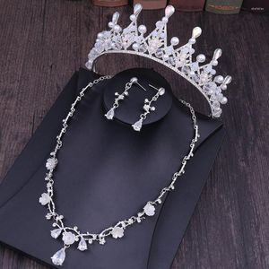 Halskette Ohrringe Set Barock Braut Tiaras Krone Kristall Frauen Strass Für Braut Afrikanische Hochzeit Haarschmuck