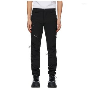 Pantaloni da uomo 27-46 2023 Abbigliamento da uomo Parrucchiere Salopette nera originale con coulisse Costumi casual taglie forti