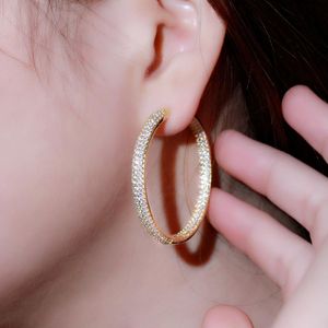 Örhängen mode damer loop örhänge rund cirkel mikro pant kubik zirkoniumkristall stor båge örhängen smycken gåva för kvinnor tillbehör