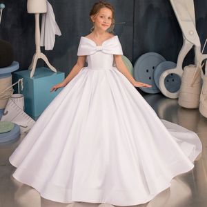 Elegant White Satin Flower Girl Dresses for Weddings and Parties