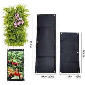 Planters & Pots 4 Pocket Vertical Garden Plant Grow Wall Bags Planter Flower Fabric Pot Indoor Hanging Black Tools Home Planting