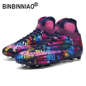 Safety Shoes BINBINNIAO Plus Big Size 33- Original Turf Soccer Shoes Men AG Football Boots Kids Boys Soccer Cleats 230519