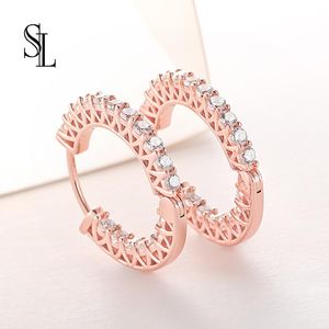 Huggie SL Rose Gold Clip Earrings Authentic AAA Zirconia Earring For Women Fine Jewelry Engagement Gift