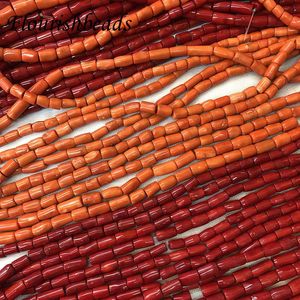 Grânulos de alta qualidade 10 ~ 22mm formato de tubo laranja vermelho cor mar bambu coral cilindro contas soltas diy colar coral atacado fornecedor