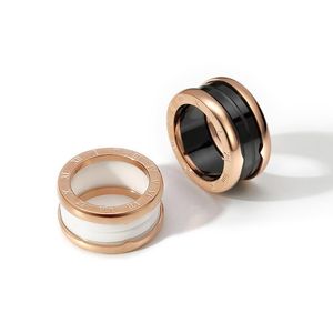 Anelli Anello in ceramica bianca nera per donna Uomo Numeri romani 18KGP Oro rosa Fascino in acciaio inossidabile Gioielli di lusso Spedizione gratuita (GR225)