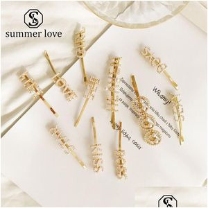 Hair Clips Barrettes Newest Hairpins Korea Imitation Pearl Smile Face Y For Women Fashion Letter Love Kiss Gold Hairclips Accessor Dhhpm