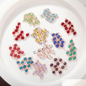 Charms Hurtowa moda 6 mm Kryształowy Kryształowy wisiorek do bransoletki Kolczyki Bogulek Rose złoto 12 miesięcy Kolorf biżuterii ch dhilv