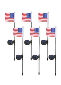 US Flag Solen Powered Garden Stake Light American Flag Pathway Lights Solar Flag Lights With Metal Pole Stake7003754